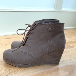 Merona Tan Lace-Up Wedge Ankle Booties